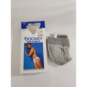 Jockey Sport Brief Gray Textured Rib Hi Cut Vintage 1996 Made in USA Small 28-30